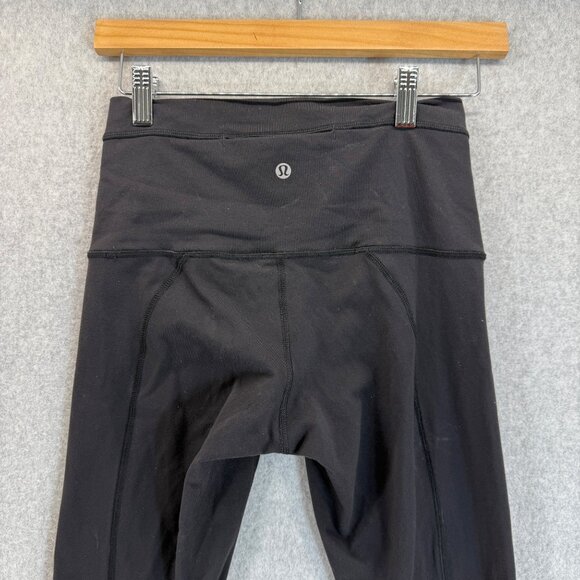 Lululemon Black Crop‎ Leggings Criss Cross Pure Practice Pant High Waist Size 6 - Picture 9 of 16